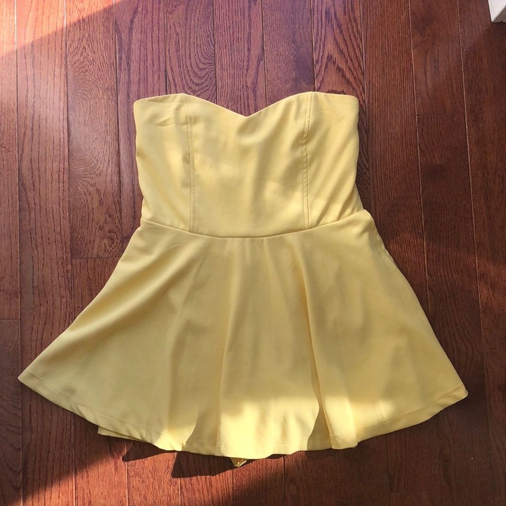 Forever 21 Yellow Strapless Skirt Romper